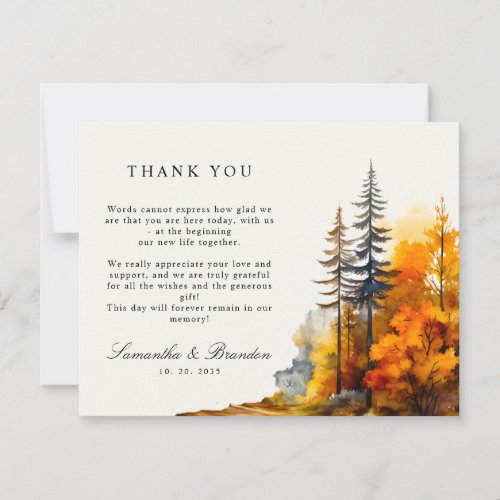 Fall in love watercolor autumn Thank You Card 