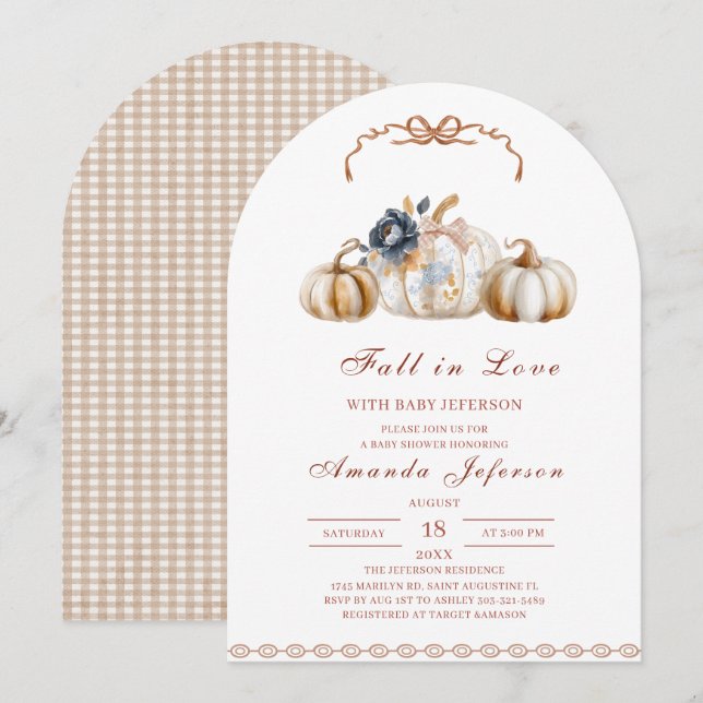 Fall in Love Watercolor Baby Shower  Invitation (Front/Back)
