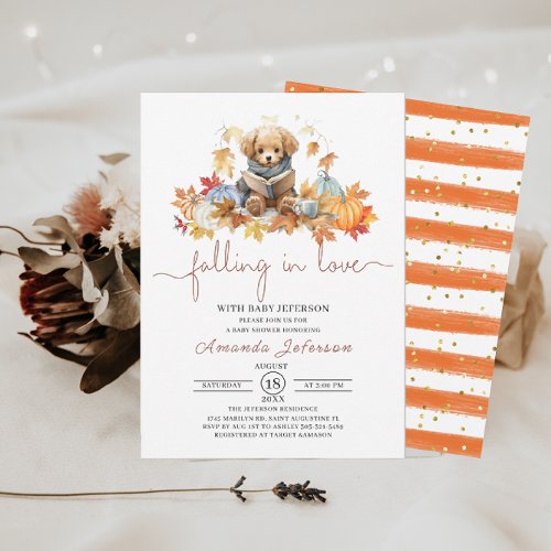 Fall in Love Watercolor Baby Shower  Invitation