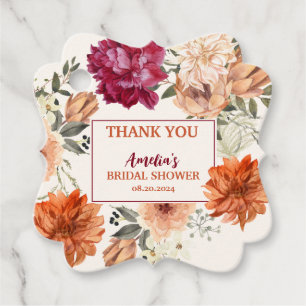 Fall in love watercolor floral fall Bridal Shower  Favor Tags