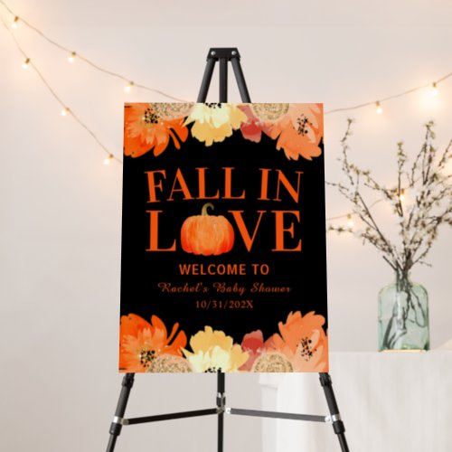 Fall In Love Watercolor Pumpkin Baby Shower Foam Board