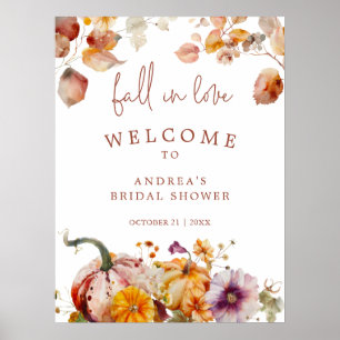 Fall In Love Watercolor Pumpkins Welcome Sign