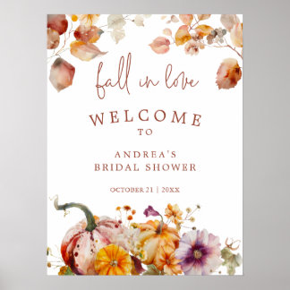 Fall In Love Watercolor Pumpkins Welcome Sign