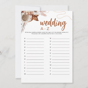 Fall in love    Wedding A-Z Bridal Shower Game  Invitation