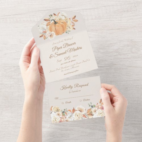 Fall In Love Wedding All In One Invitation