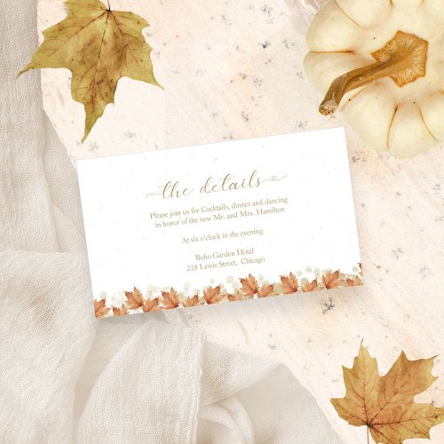 Fall in Love Wedding Details Enclosure Card