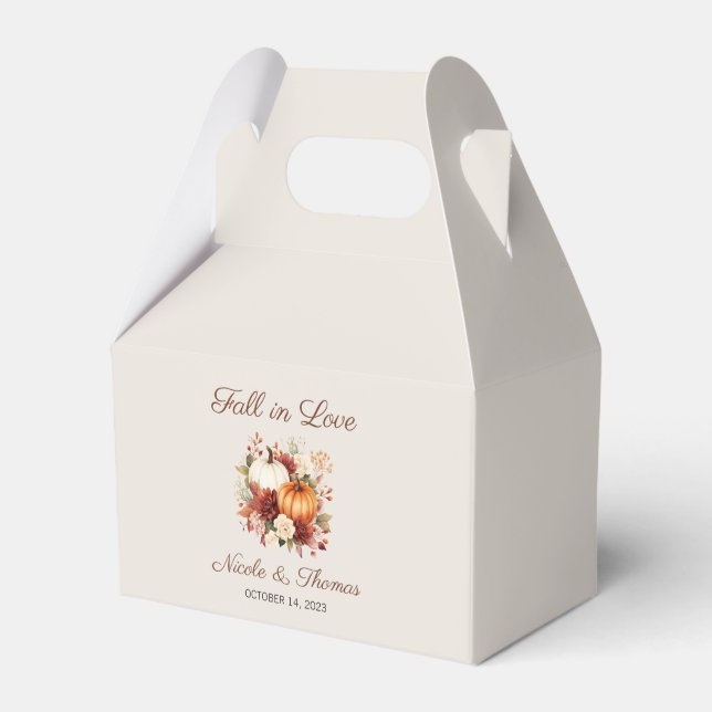Fall in Love Wedding Favor Box, Autumn Wedding Favor Boxes (Front Side)