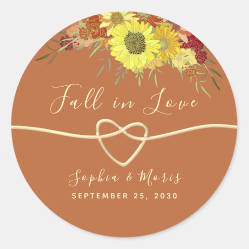 Fall in Love Wedding Favor Classic Round Sticker