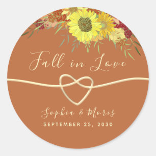 Fall in Love Wedding Favor Classic Round Sticker