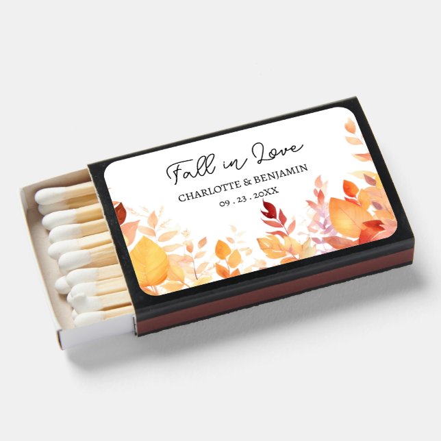 Fall in Love Wedding Favor Matchboxes (Front Open)