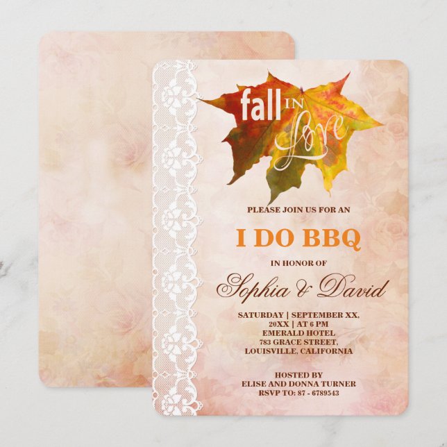Fall in Love Wedding I DO BBQ Invitation (Front/Back)