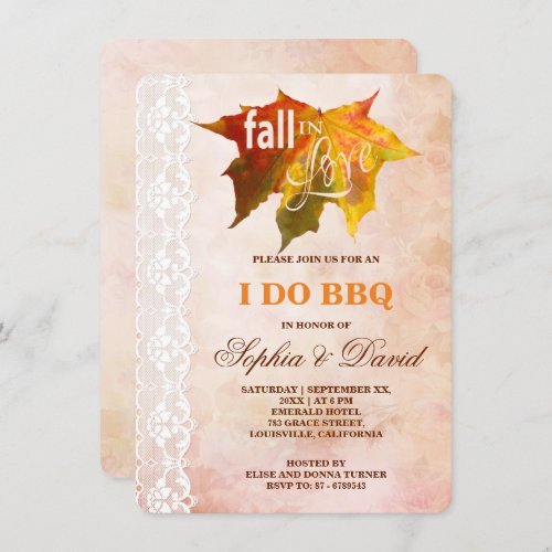 Fall in Love Wedding I DO BBQ Invitation