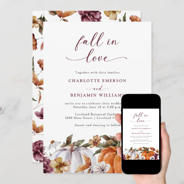 Fall In Love Wedding Invitation | Zazzle