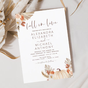 Fall in Love Wedding Pampas Grass Terracotta Invitation