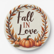 Fall In Love Wedding Paper Plates