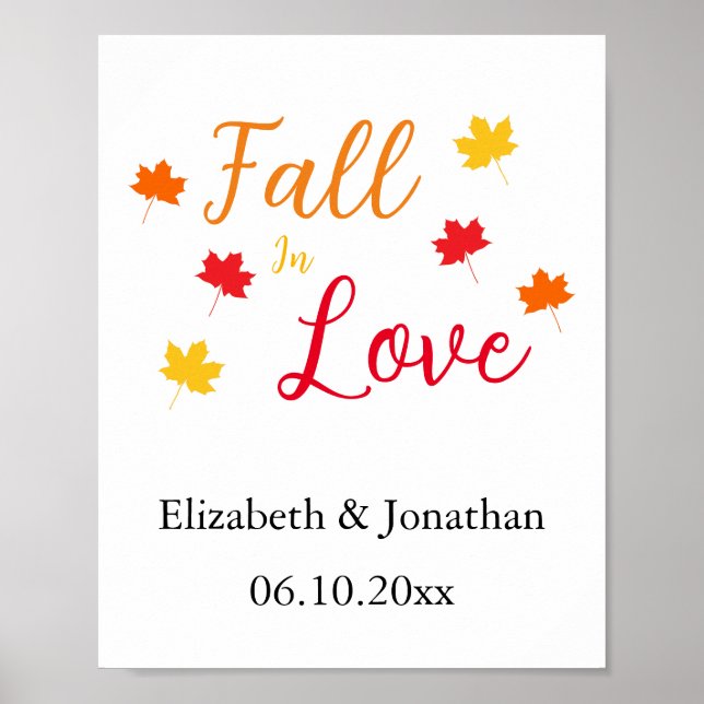 Fall In Love Wedding Poster (Front)