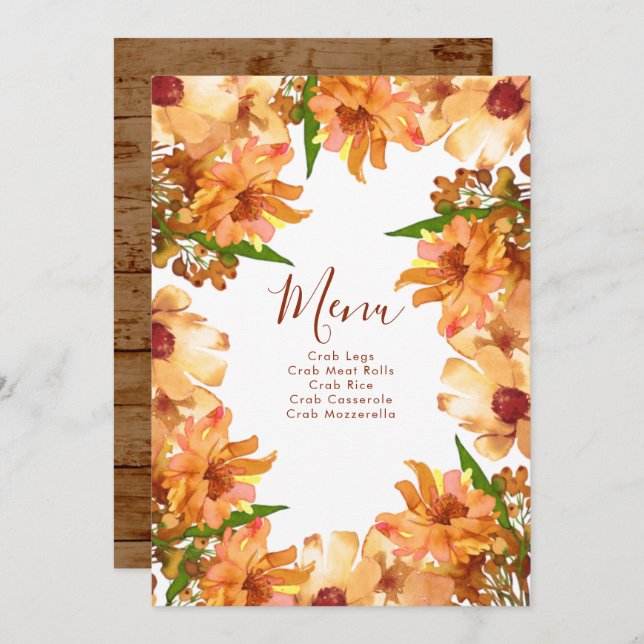 Fall In Love Wedding Rustic Autumn Menu (Front/Back)