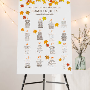 Fall in Love Wedding Seating Chart 15 Tables Foam Board