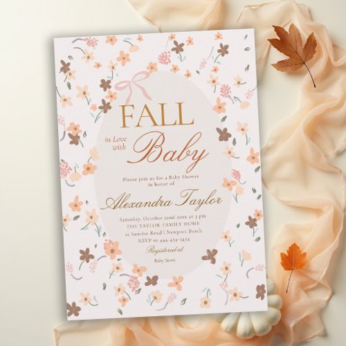Fall in Love Whimsical Wildflower Girl Baby Shower Invitation