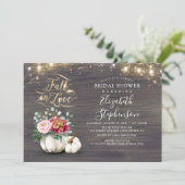 Fall in Love White Pumpkin Rustic Bridal Shower In Invitation (Standing Front)
