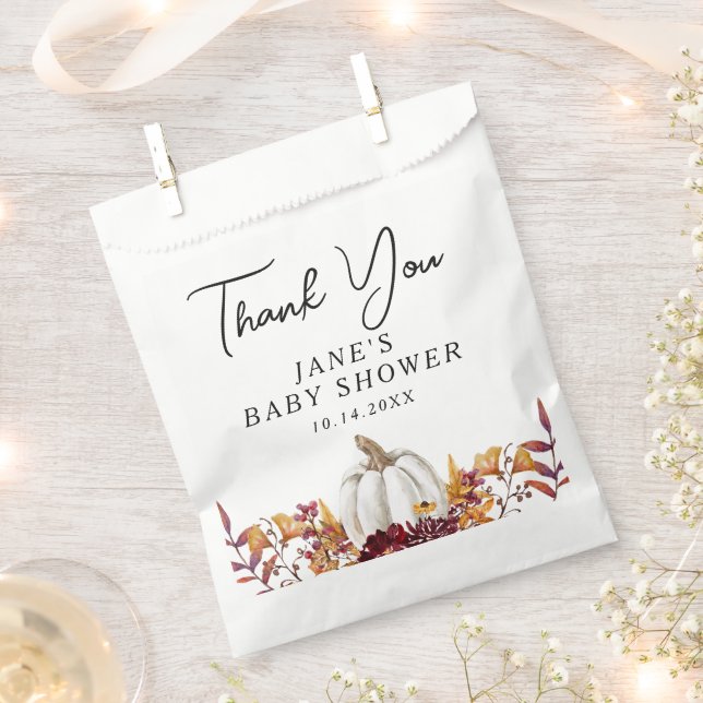 Fall in Love White Pumpkin Thank You  Favor Bag (Clipped)