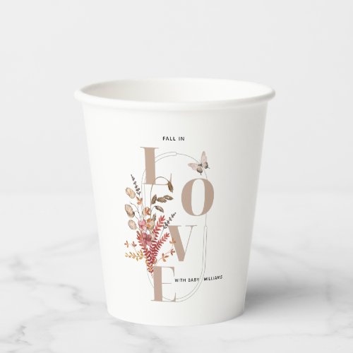 Fall in love wild flower minimalist Baby Shower Paper Cups