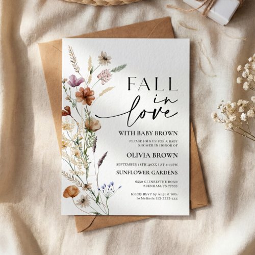 Fall in Love Wildflower Baby Shower Invitation