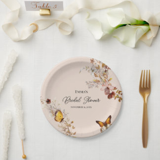 Fall in Love Wildflower Bridal Shower Paper Plate
