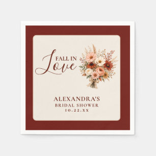 Fall In Love Wildflower Floral Boho Bridal Shower Napkins