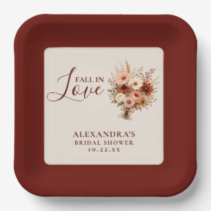 Fall In Love Wildflower Floral Boho Bridal Shower Paper Plates