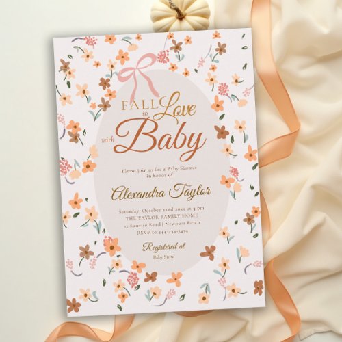 Fall in Love Wildflower Floral Girl Baby Shower Invitation