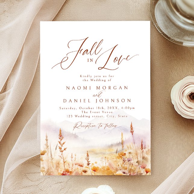 Fall In Love Wildflower Mountain Rustic Wedding Invitation (Fall In Love Wildflower Mountain Rustic Wedding Invitation)
