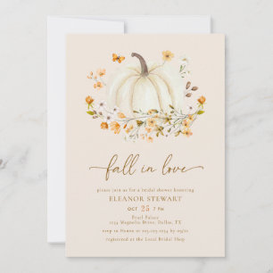 Fall In Love Wildflower Pumpkin Bridal Shower Invitation