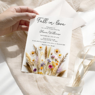 Fall In Love Wildflowers Bridal Shower Invitation