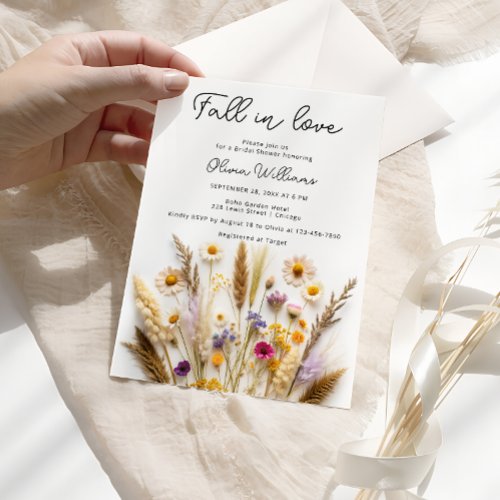 Fall In Love Wildflowers Bridal Shower Invitation