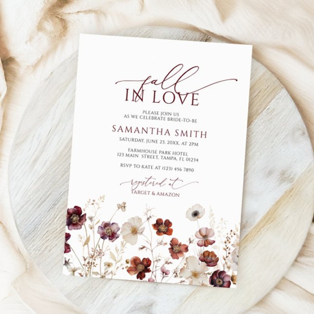 Fall In Love Wildflowers Bridal Shower Invitation (Creator Uploaded)