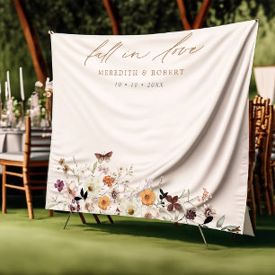 Fall in Love Wildflowers Wedding Photo Backdrop