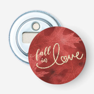 Fall in Love with Autumn Apple Red and Gold Bottle Opener
