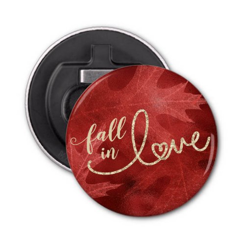Fall in Love with Autumn  Apple Red and Gold Bottle Opener