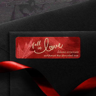 Fall in Love with Autumn Candy Apple Red Address Label