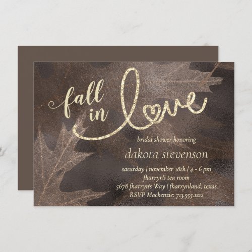 Fall in Love with Autumn  Elegant Bridal Shower Invitation
