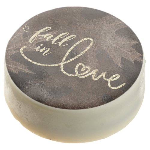 Fall in Love with Autumn  Elegant Brown and Gold Chocolate Covered Oreo