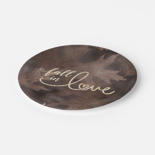 Fall in Love with Autumn  Elegant Brown and Gold Paper Plates