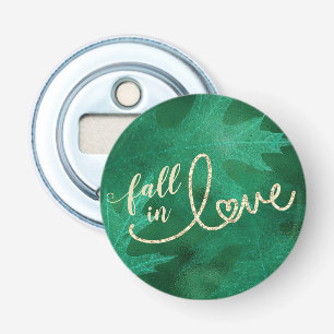 Fall in Love with Autumn Emerald Green and Gold Bottle Opener