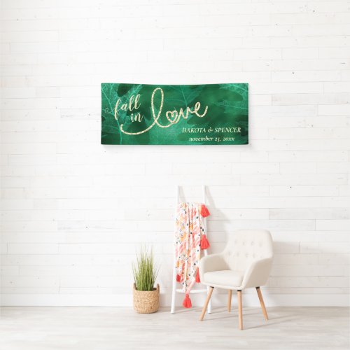 Fall in Love with Autumn  Green and Gold Shower Banner