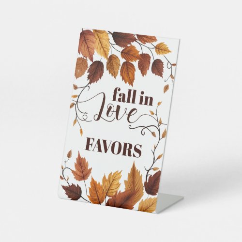 Fall In Love With Autumn Leaves Baby Shower Pedestal Sign