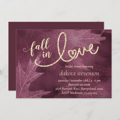 Fall in Love with Autumn  Mulberry Bridal Shower Invitation