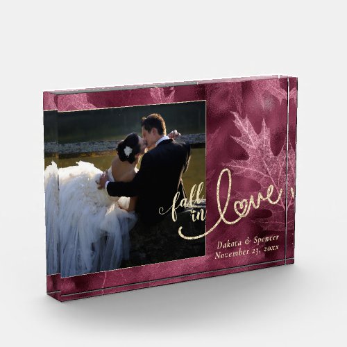 Fall in Love with Autumn  Mulberry Gold Wedding Photo Block