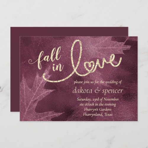 Fall in Love with Autumn  Mulberry Jewel Wedding Invitation