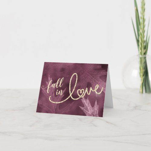 Fall in Love with Autumn  Mulberry Wedding Photo Thank You Card